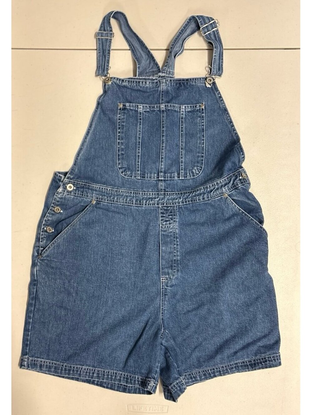 ViVintage Bill Blass Jeans Denim Overall Shorts Womens XL Bib Shortalls Blue 90s